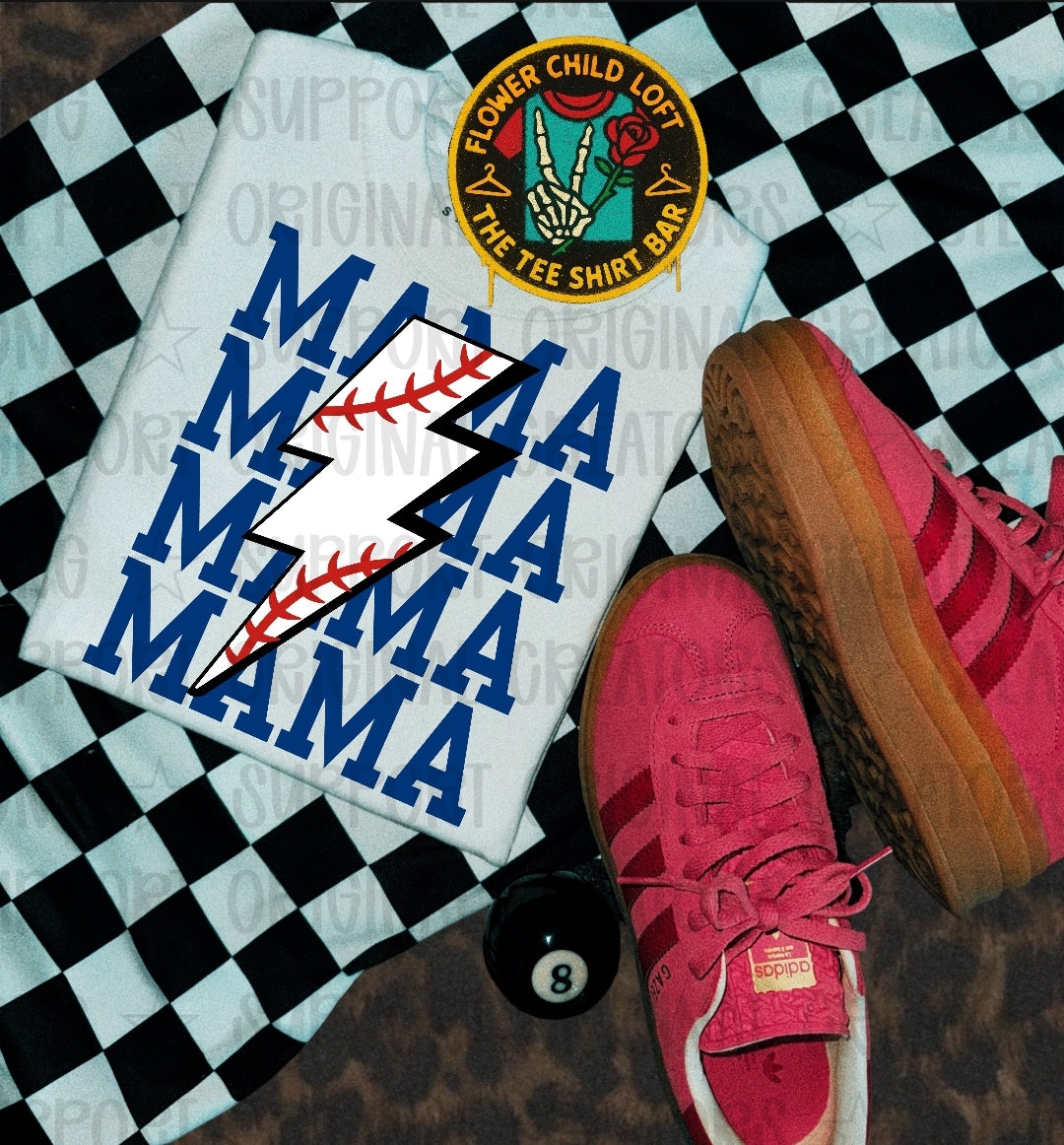 Mama Baseball Lightning Bolt