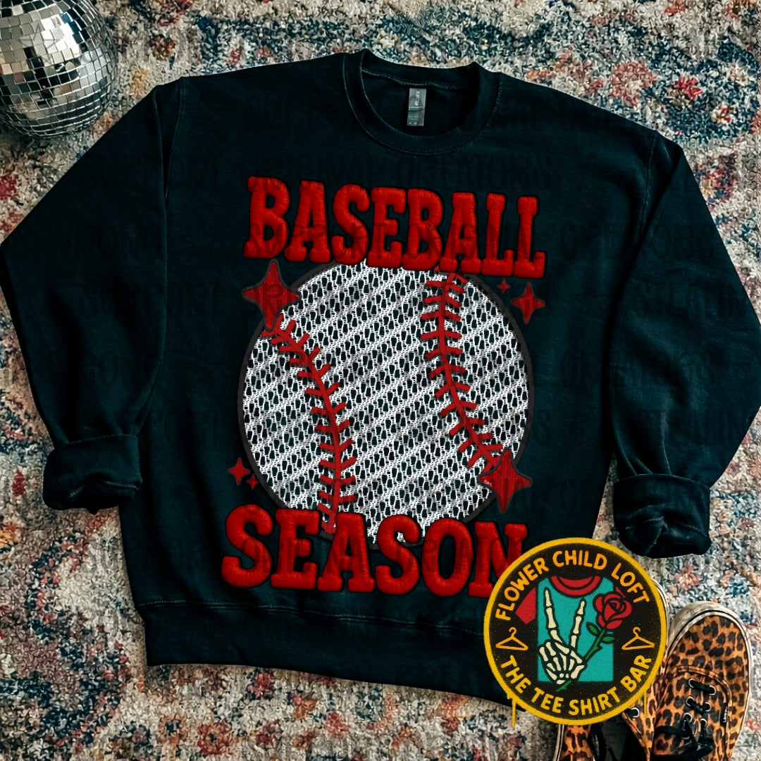 Baseball Season Faux Embroidery